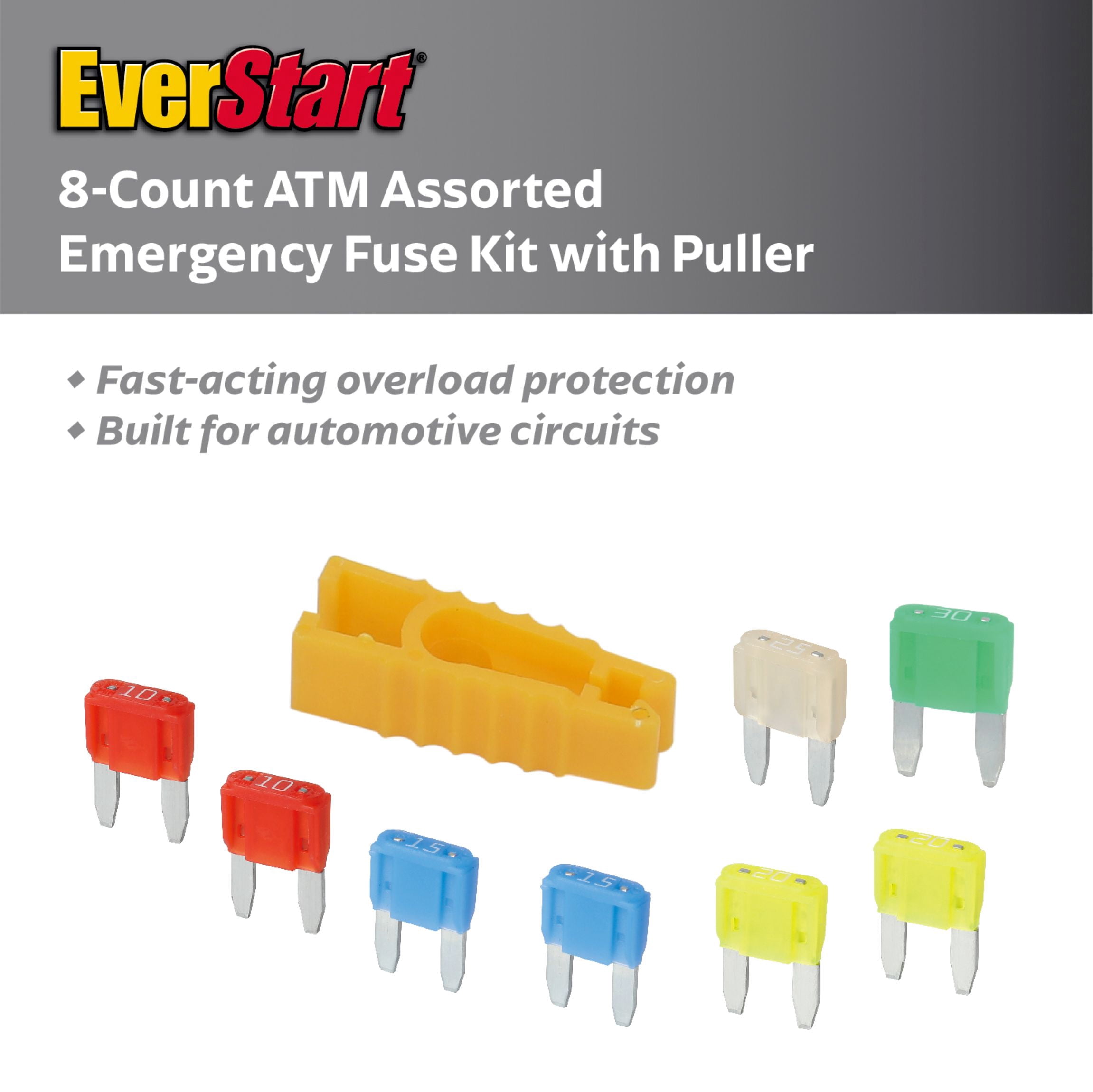 EverStart 8-Piece High Amp ATM Automotive Fuse Emergency Kit with FP-A3 Puller