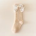 thumbnail image 2 of Staki Cute Frilly Crew Sock Breathable Soft Cotton Blended Snug Stretch Fit Mid-Calf Tube Casual Home Out Match(Coffee,8-12 Years), 2 of 7