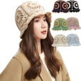 thumbnail image 2 of Ludlz Knit Bucket Hat for Women Warm Wide Brim Cable Fisherman Caps Foldable Floppy Sunshade Visors, 2 of 2