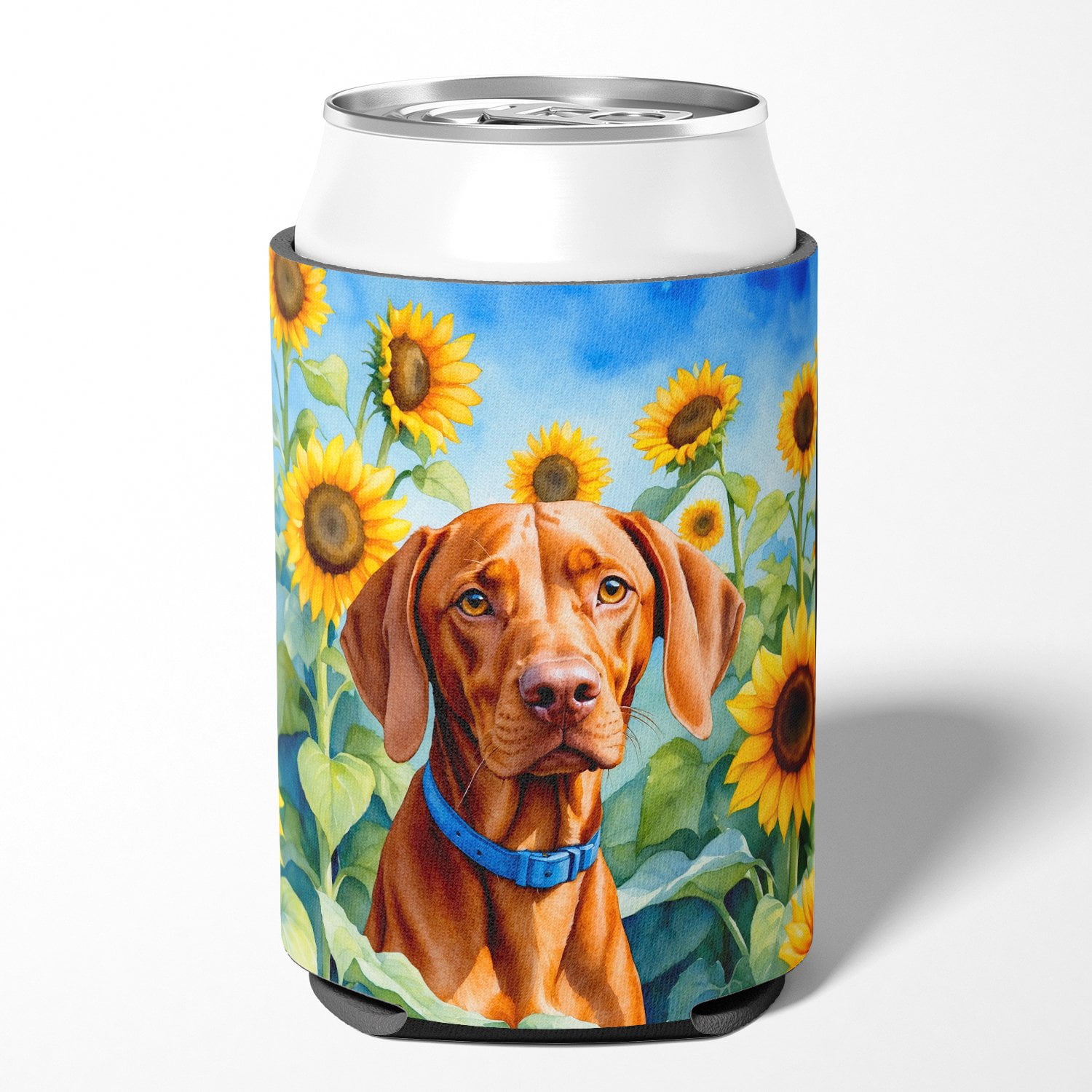 Vizsla in Sunflowers Can or Bottle Hugger 3 in x 5 in