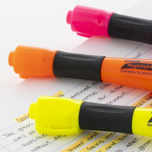 BAZIC Yellow Highlighter Desk Style Chisel Tip Marker (3/Pack), 24-Packs