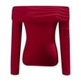 thumbnail image 4 of Womens Casual Tops Crewneck Red Long Sleeve Tshirt for Womens Basic Tops Fall Womens Tops, 4 of 4