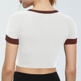 thumbnail image 5 of SAWOBUUN Women Contrast Cute Crop Tops Raglan Sleeves Round Neck Slim Fit Summer T Shirts, 5 of 5