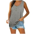 thumbnail image 2 of Qwertyu Plus Size Tank Tops for Womens Casual Summer Boho Shirts with Button Loose Sleeveless Tunic Tops Gray L, 2 of 7