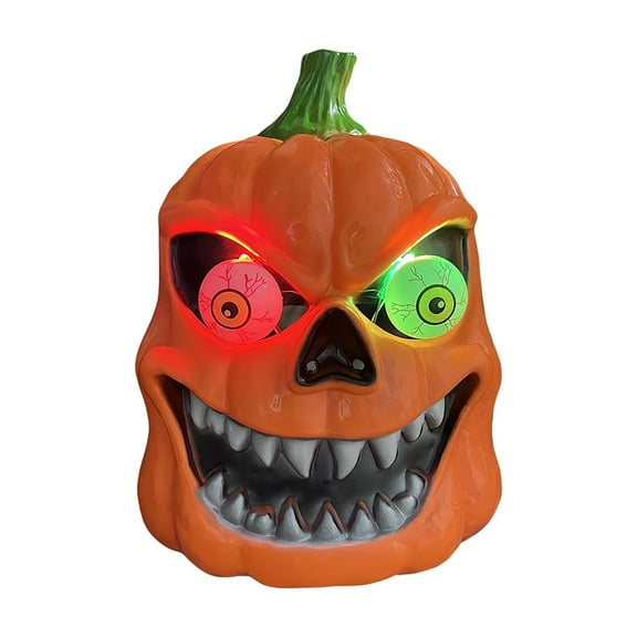 Halloween Light Up Pumpkin Decoration, Animated Scary Jack-O'-Lantern with Colorful LED Eyes, Indoor Outdoor Spooky Decor for Haunted House, Yard, Party, Trick or Treat, Battery Operated