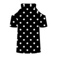 thumbnail image 5 of Lovskoo Womens Summer Tops Trendy Polka Dot Print V-Neck Off Shoulder Casual Short Sleeved Top Shirt Black, 5 of 6