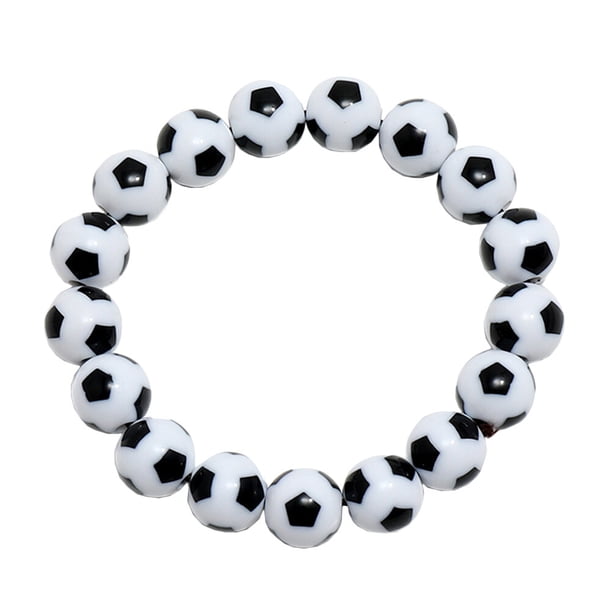 GOOHOCHY Pulsera de cuentas de fútbol de plástico de moda, joyería de muñeca, regalo para mujeres y hombres