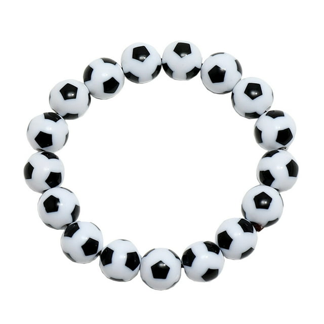GOOHOCHY Pulsera de cuentas de fútbol de plástico de moda, joyería de muñeca, regalo para mujeres y hombres