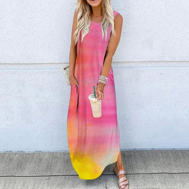 LOVZFMLL Dresses Women's Solid Color Sleeveless Fashion Backless Skirt Dress