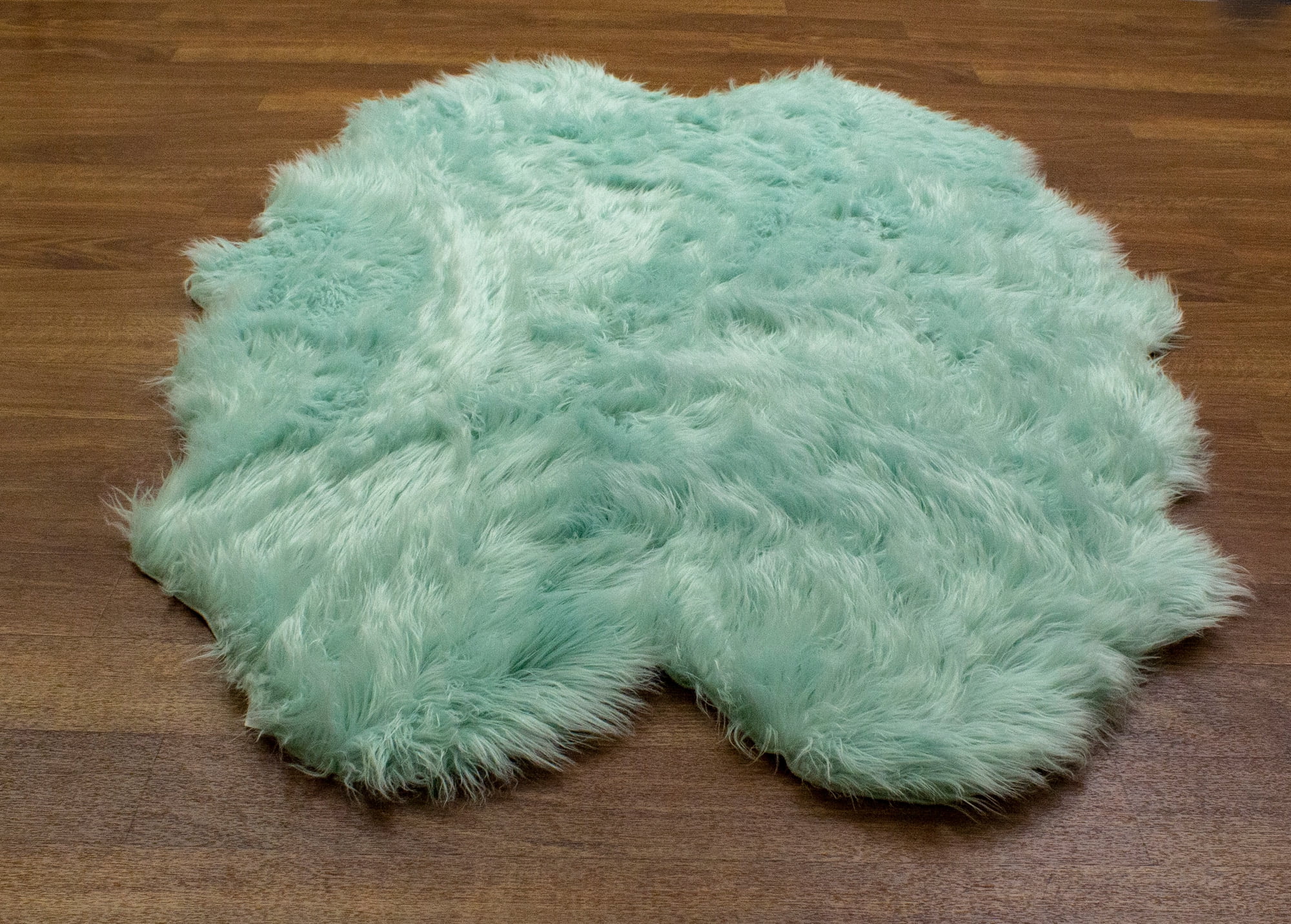 Ultra Soft Faux Sheepskin Fur Rug SER01 Mint Green 4' x 6' Shaped