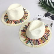 ROZYARD Fedoras Beach Hat Colorful Tassel Cinco de Mayo Straw Hat Mexicans Starw Hat