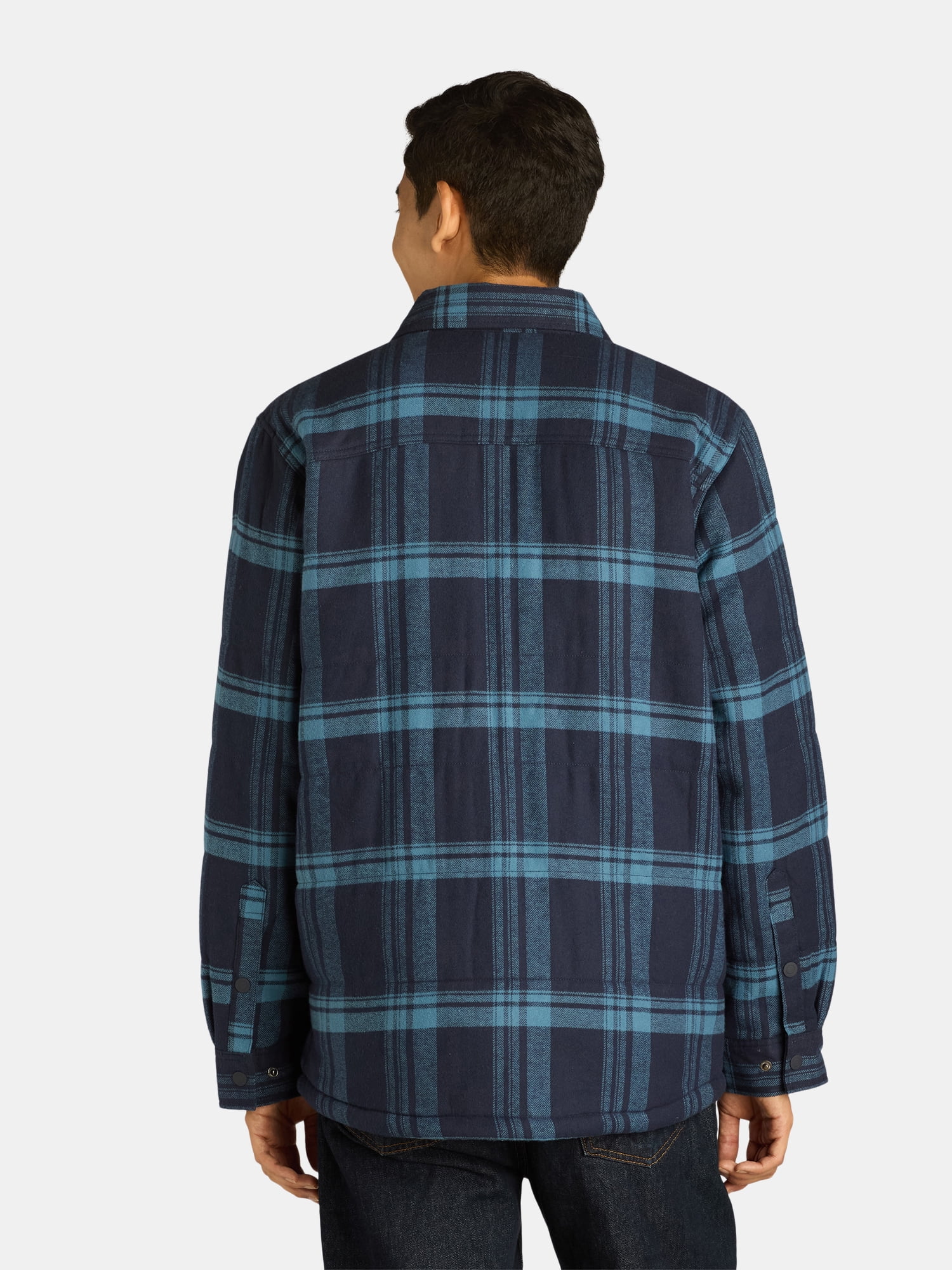George Men's & Big Men's Fleece Lined Flannel Shirt Jacket, Sizes S-3XL