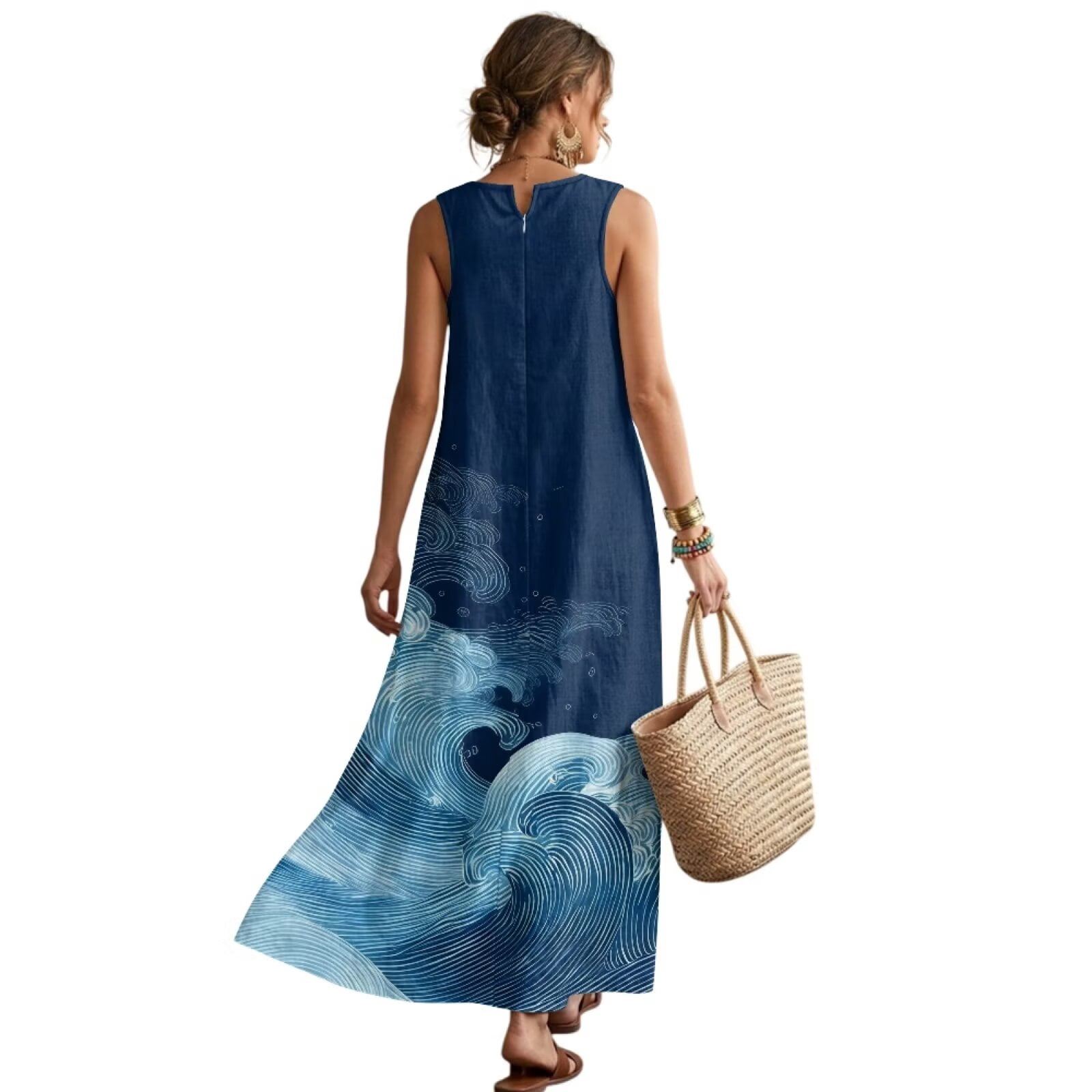 Kirablend Marisol Linen-Look Crewneck Tank Maxi Dress