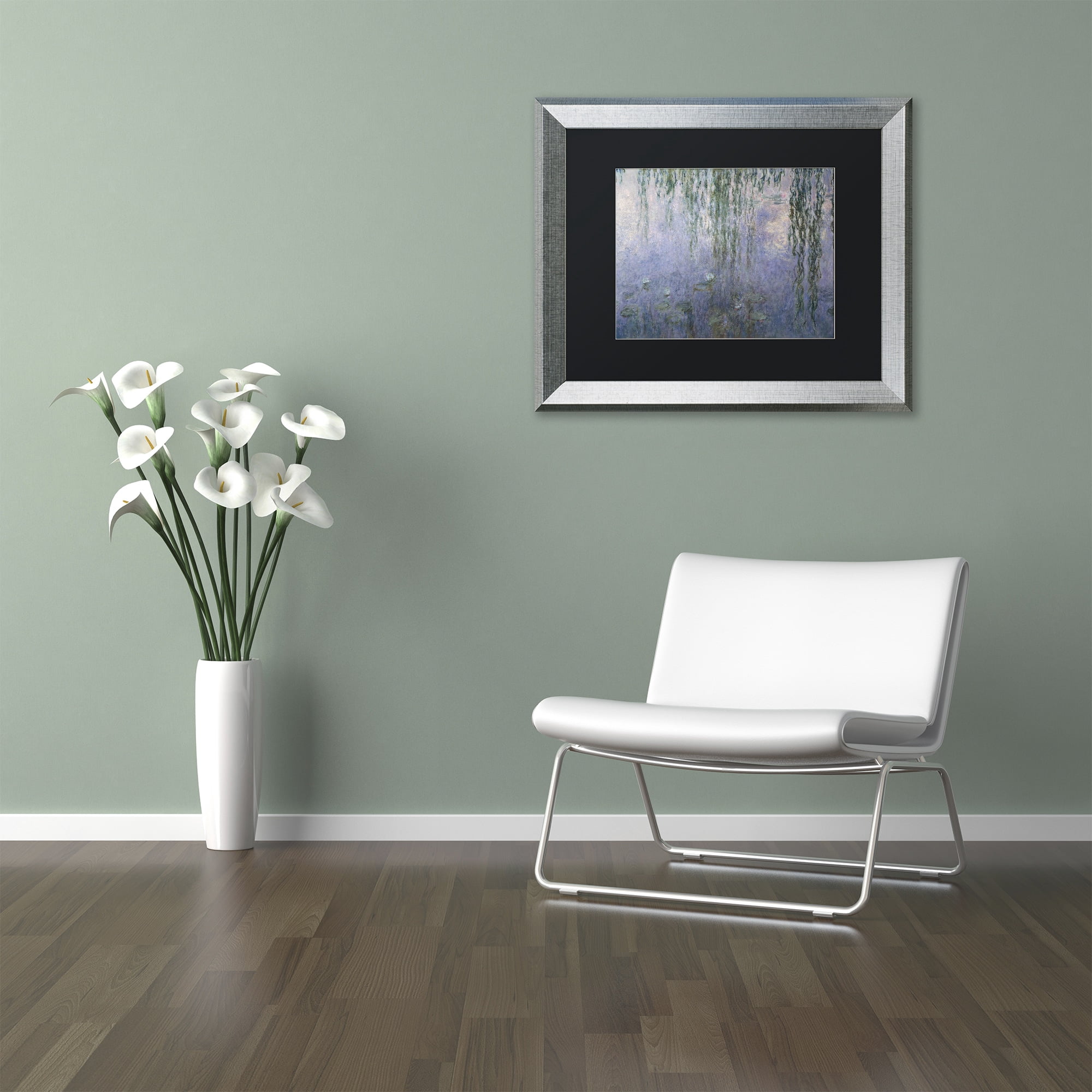 Trademark Fine Art "Water Lilies III 1840-1926" Canvas Art by Claude Monet Black Matte, Silver Frame
