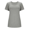 thumbnail image 5 of Weikingp Tight Fitting Shirts For Women，Scrub Undershirt Short Sleeve Business Casual Outfits Full Length Tops For Women Gym Workout Tops Slim Fitted Casual Shirts Gray L, 5 of 8