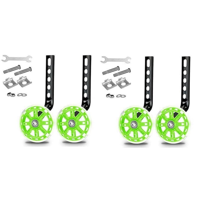 Kit de Soporte para Rueda de Entrenamiento de Bicicleta para NiñOs de 12/14/16/18/20 Pulgadas, Color Verde