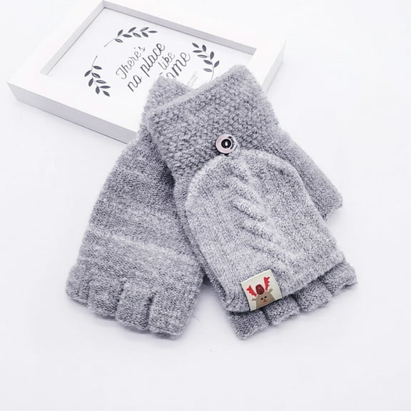 Winter Ski for Men & Women, Children Kids Winter Warm Knitted Convertible Flip Top Fingerless Mittens Gloves for Cycling, Skiing, Shoveling Outdoor Sports