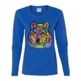 thumbnail image 3 of Colorful Majestic Neon Atric Wolf | Dean Russo Art Animal Lover Womens Long Sleeve T-Shirt, Royal, XL, 3 of 5