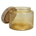 thumbnail image 3 of Creative Co-Op Hammered Glass Jar with Mango Wood Lid, Yellow and Whitewashed, 3 of 5
