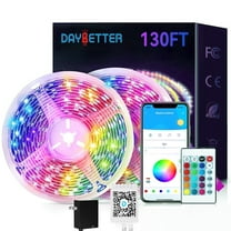 DAYBETTER 130ft Led Light for Bedroom,Music Sync RGB Color Changing Strip Lights with APP and 24 Key Remote Control, Perfect for Indoor Decor(2 Rolls of 65.6ft)