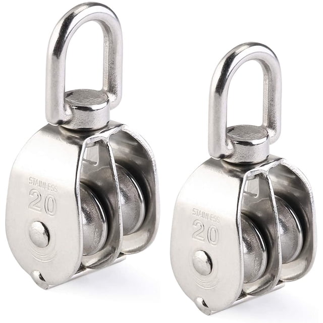 Polea doble 2 uds. Polea doble giratoria de acero inoxidable 304