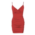 thumbnail image 4 of Vestido camisola sin mangas de color liso con cuello en V para mujer: estilo informal para primavera-verano, cintura elástica, ideal para fiestas y vacaciones., 4 of 8