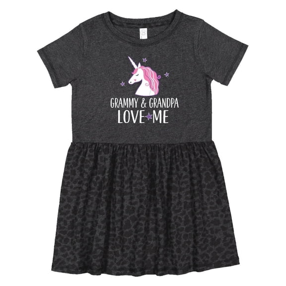 Inktastic Grammy and Grandpa Love Me Girl Unicorn Girls Toddler Dress