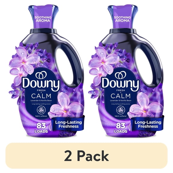 (2 pack) Downy Ultra Soft Liquid Fabric Softener and Conditioner, Calm, Lavender & Vanilla Bean Scent, 56 fl oz, 83 Loads