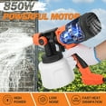 thumbnail image 3 of RELOIVE 850W Paint Sprayer, Electric HVLP Spray Gun, 1400ml 32K RPM, 6 Nozzles 3 Patterns, Indoor/Outdoor, Orange, 3 of 13