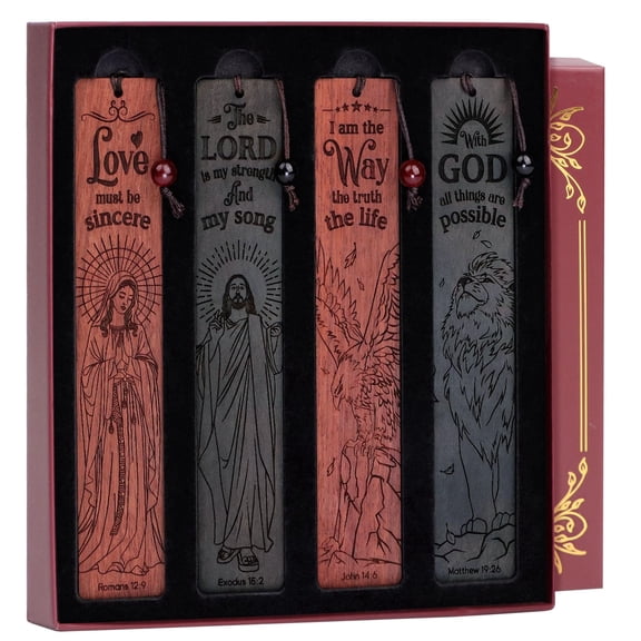 Sinekong Wooden Bookmarks Christian Bookmarks Bible Bookmark for Reading Women Men Teacher, Religious Book Marks Gifts for Book Lovers