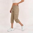 thumbnail image 6 of Guluxicc Cargo Capri Pants for Women Lightweight Breathable for Hiking Travel with Pockets Drawstring Waist Casual Summer, 6 of 8