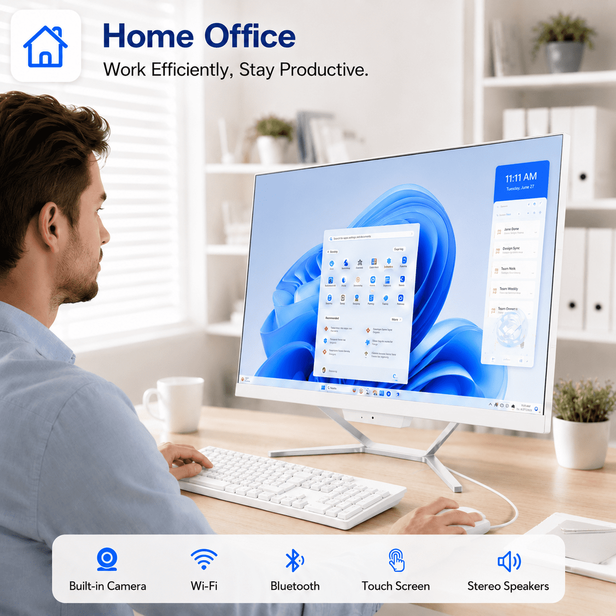 PTZZHEDM 23.8" Touchscreen All-in-One Business Desktop Computer, Intel i7-3610QM, 16Gb Ram, 512Gb Ssd, Win10 Pro, Mouse, Keyboard, Wi-Fi, Bluetooth