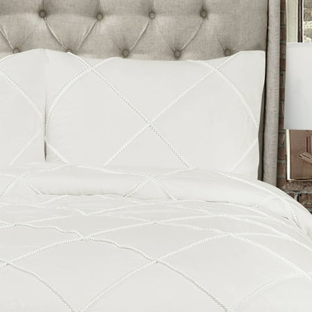Diamond Pom Pom Comforter White 3pc Set Full Queen Walmart Com