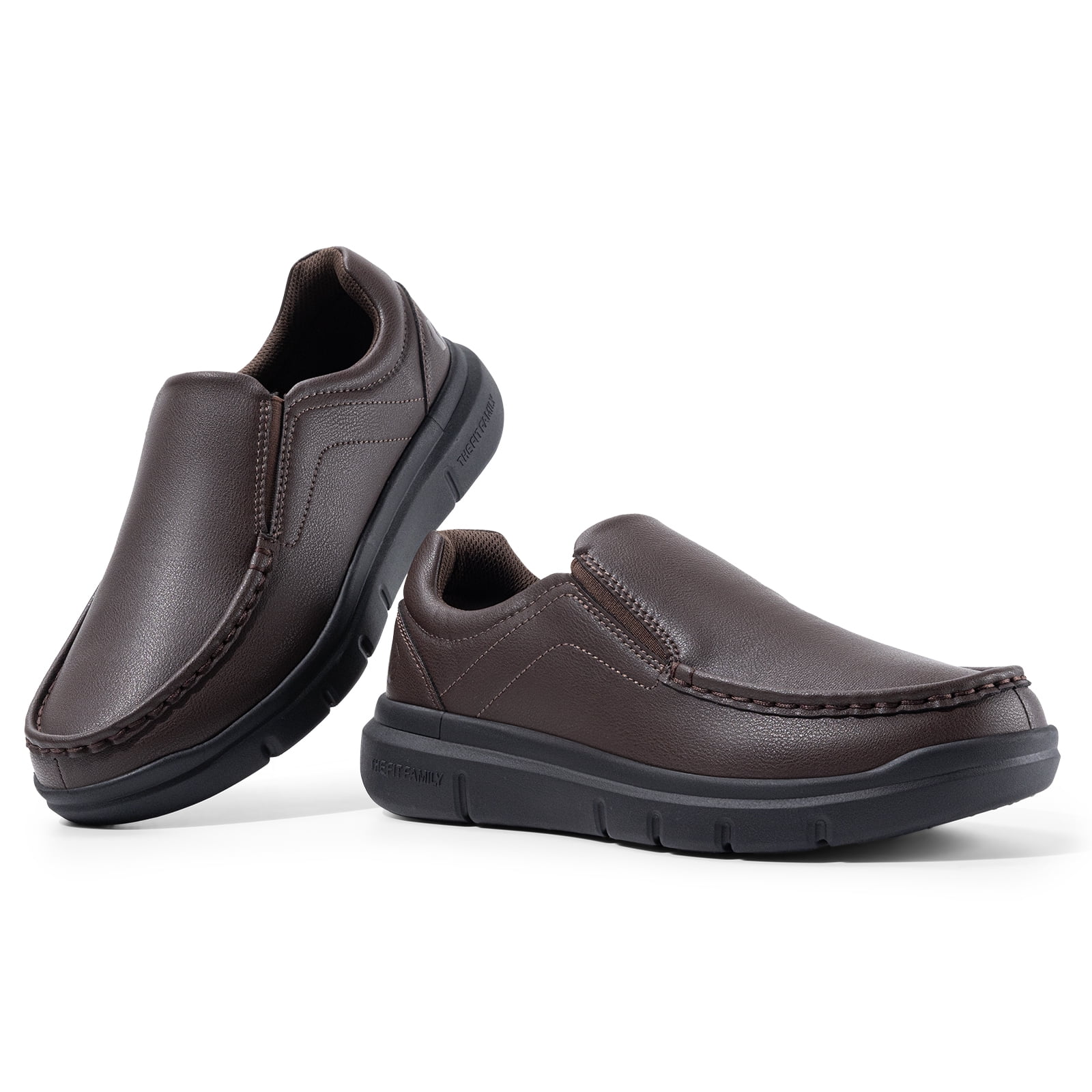 FitVille Mens Wide Dress Shoes Leather Loafers Business Casual