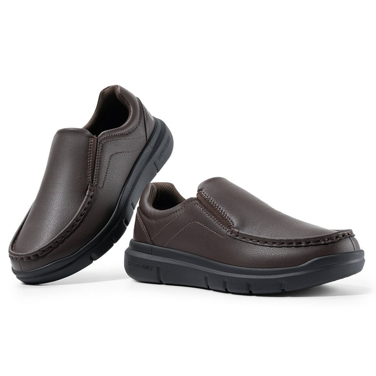 FitVille Mens Extra Wide Slip on Casual Shoes Dress Shoes Leather Loafers,  Chocolate Brown, 12 x-Wide - Walmart.com