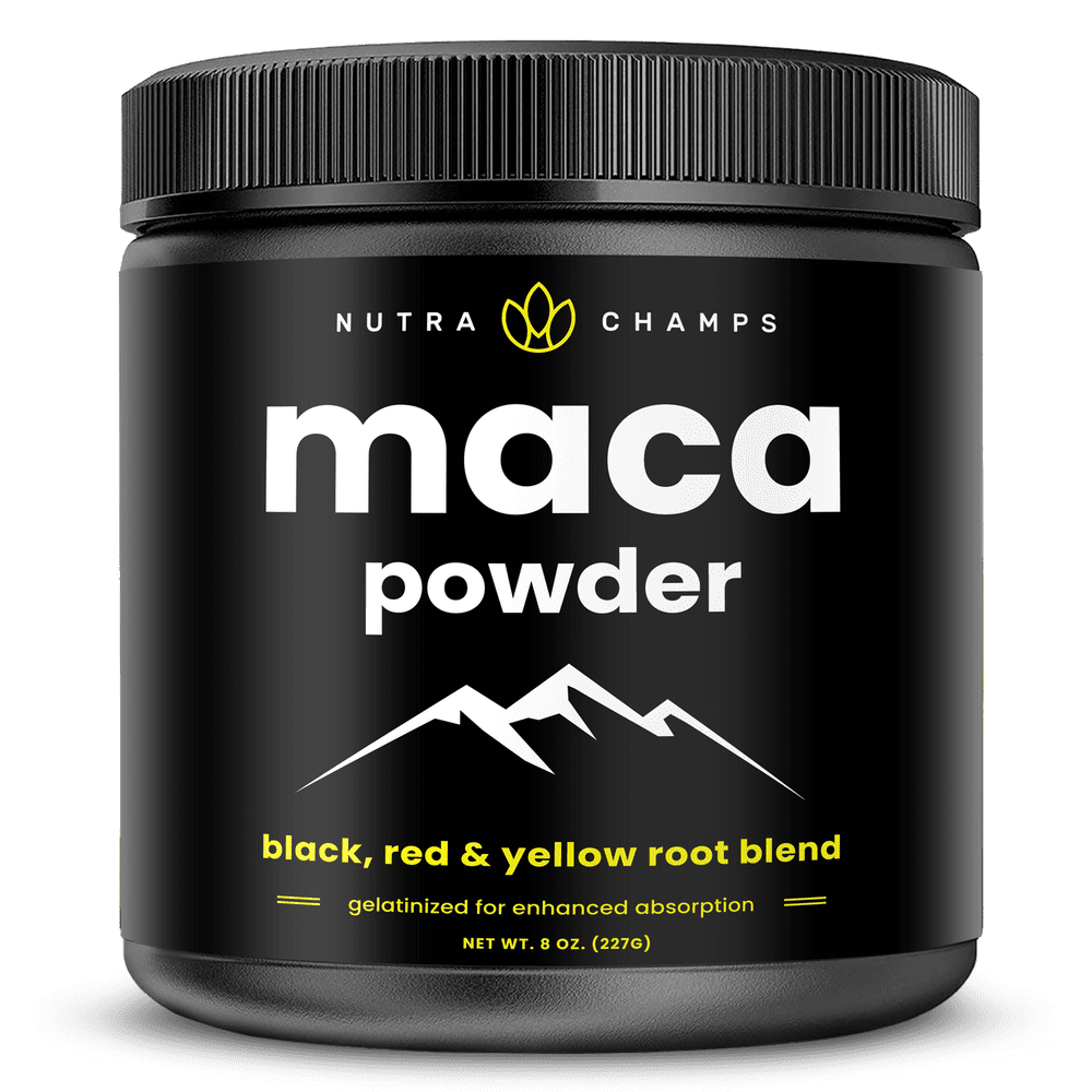 NutraChamps Organic Maca Powder - Peruvian Grown Maca Blend with Yellow, Black & Red Roots - Gelatinized for Superior Bioavailability - Natural, Vegan & Non-GMO, 8oz