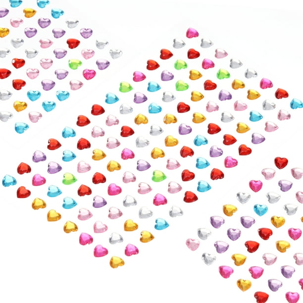 Uxcell 560 Pcs Pegatinas de Gemas para Manualidades 5 Hojas de Gemas Autoadhesivas Brillantes en Forma de Corazón Multicolor