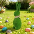 thumbnail image 7 of Moss Bunny Figurine with Burlap Scarf - Artificial Flocking Rabbit Statue, Green Standing Easter Decoration for Spring Garden, Home, and Festival Decor, 7 of 7