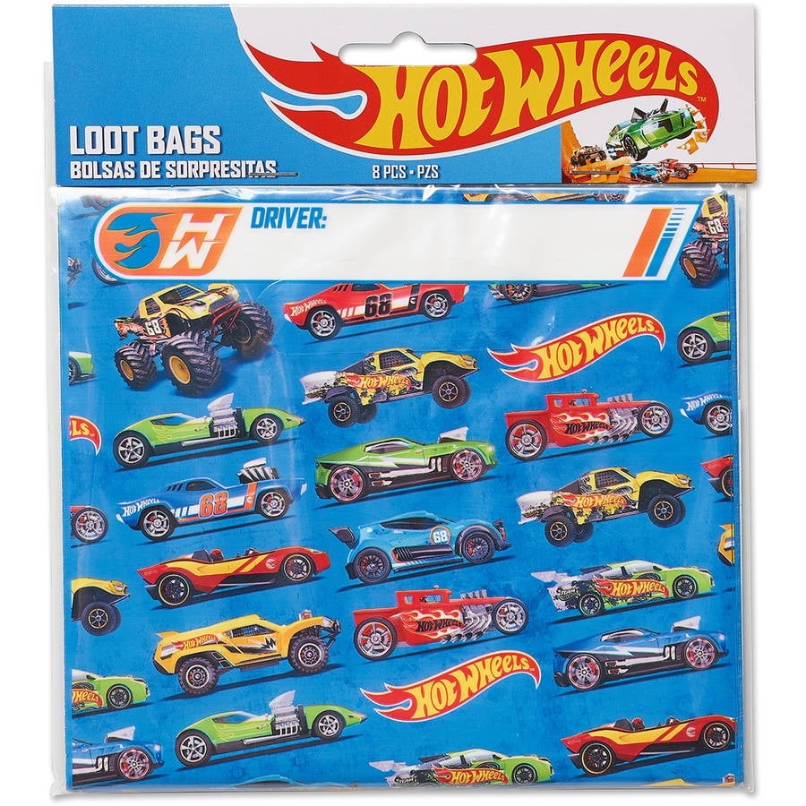 25 Hot Wheels Foil STICKERS Party Favors Birthday Supplies Loot Treat Bags 