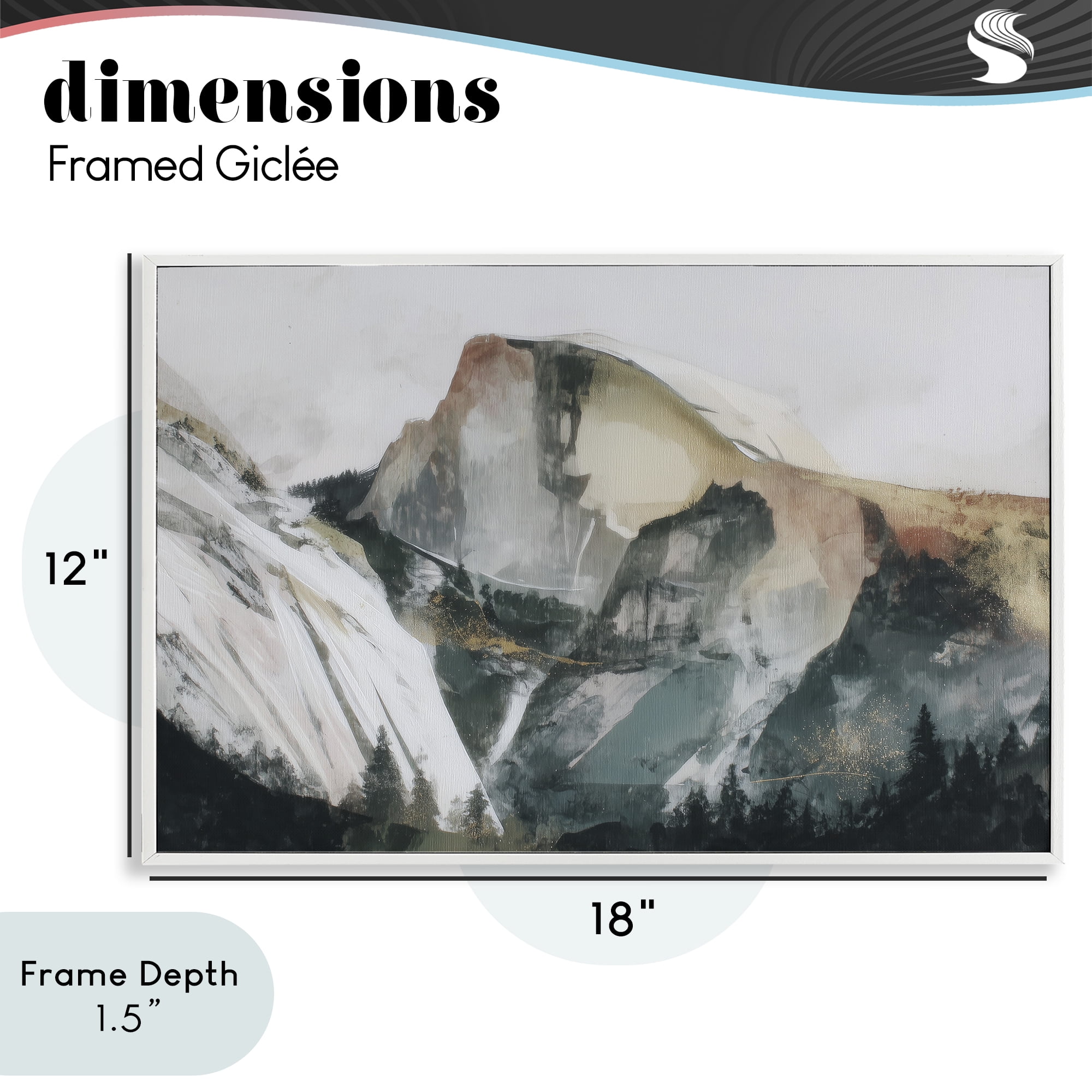 Stupell Industries Abstract Sierra Nevada Mountain White Framed Giclee Art, design by Chromatic Storm Studio