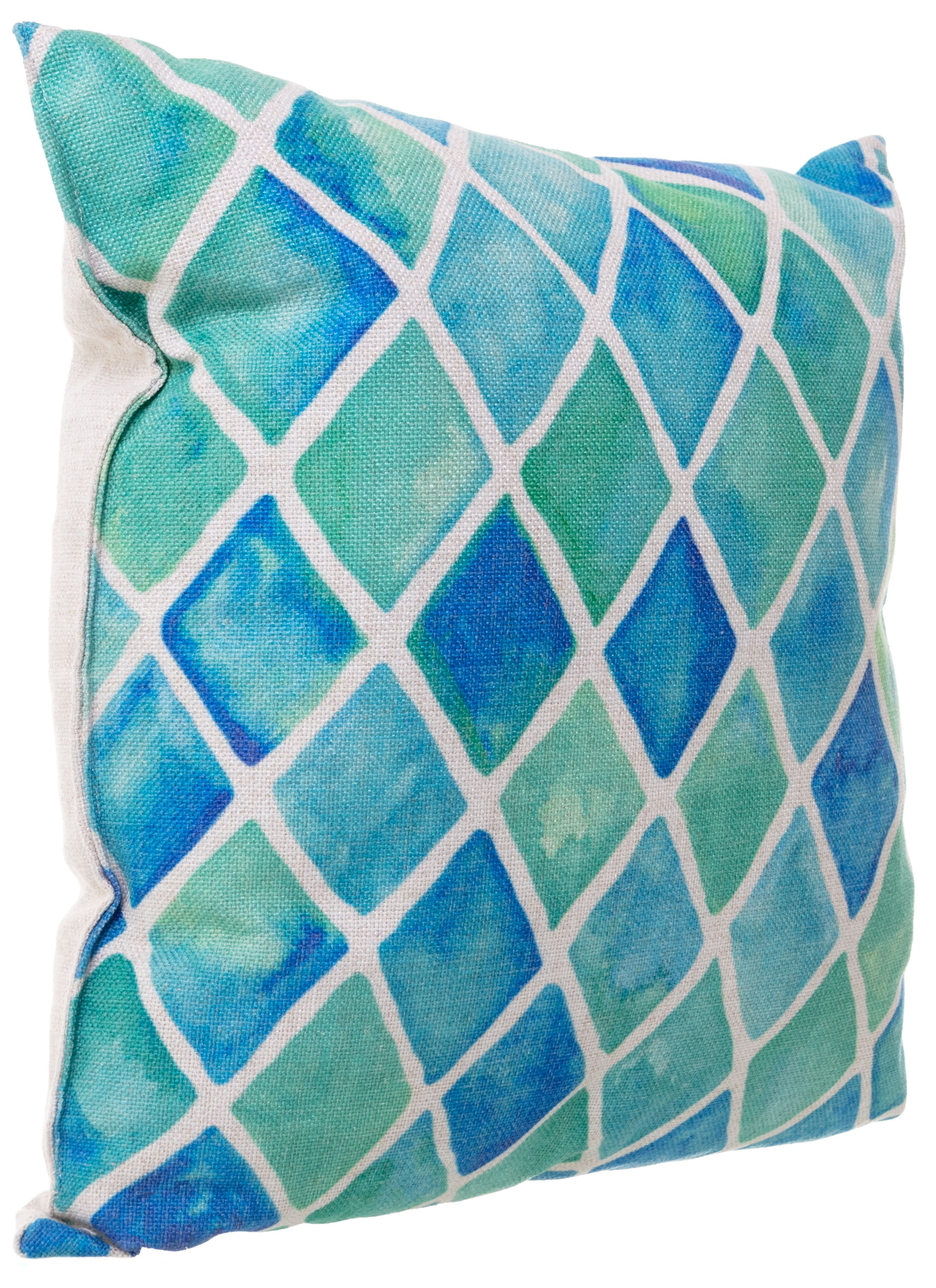 kieragrace KG Kenney Diamond Throw Pillows, Set of 2 ? Blue, Green, White Pattern, 18Inch by 18