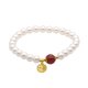 thumbnail image 1 of Pulsera de perlas con ágata roja y amuleto de la suerte para mujer, 1 of 2