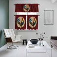thumbnail image 5 of Farmhouse Chicken Kitchen Curtains Valances and Tiers Set of 3 Animal Retro Brown Floral Texture Dark Red Tier Curtains and Valance with Rod Pocket for Small Windows, 27.5"x24", 5 of 9