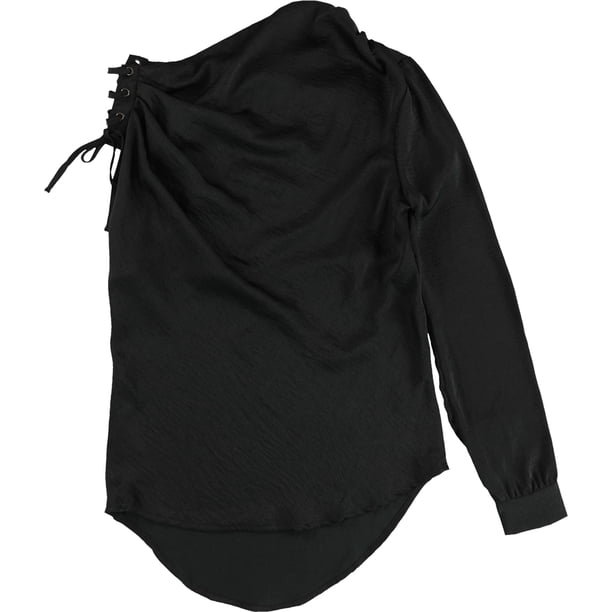 bar III Blusa de un solo hombro para mujer, negro, XX-Large