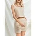 thumbnail image 6 of Womenacute;s Summer 2PCS Outfit Sets Solid Color Sleeveless Sling Vest + Casual Shorts with Pockets, 6 of 10