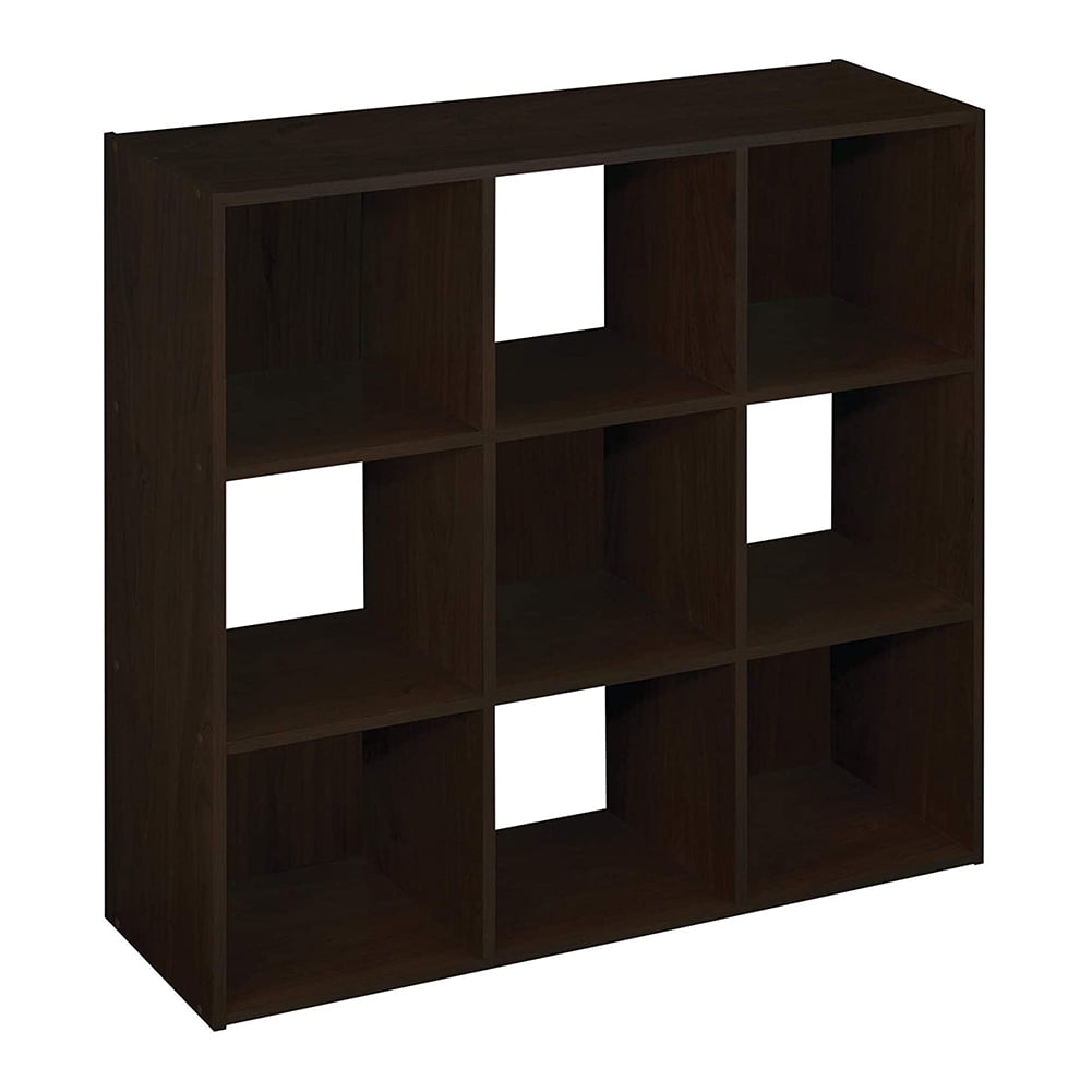 Kepooman 9 Cubes Wood Organizer Storage Bookcase, 4-Tier Bookshelf Cabinet, Dark Brown Kepooman 9 Cubes Wood Organizer Storage Bookcase, 4-Tier Bookshelf Cabinet, Dark Brown