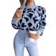 thumbnail image 1 of Suéter de señora para mujer, suéter de cuello redondo de manga larga con estampado de leopardo para invierno y otoño, 1 of 8