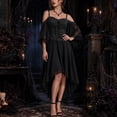 thumbnail image 6 of YuXingFu Gothic Dresses for Women Halloween Mesh Lace Patchwork Suspender Off Shoulder Court Style Dress Black M, 6 of 7