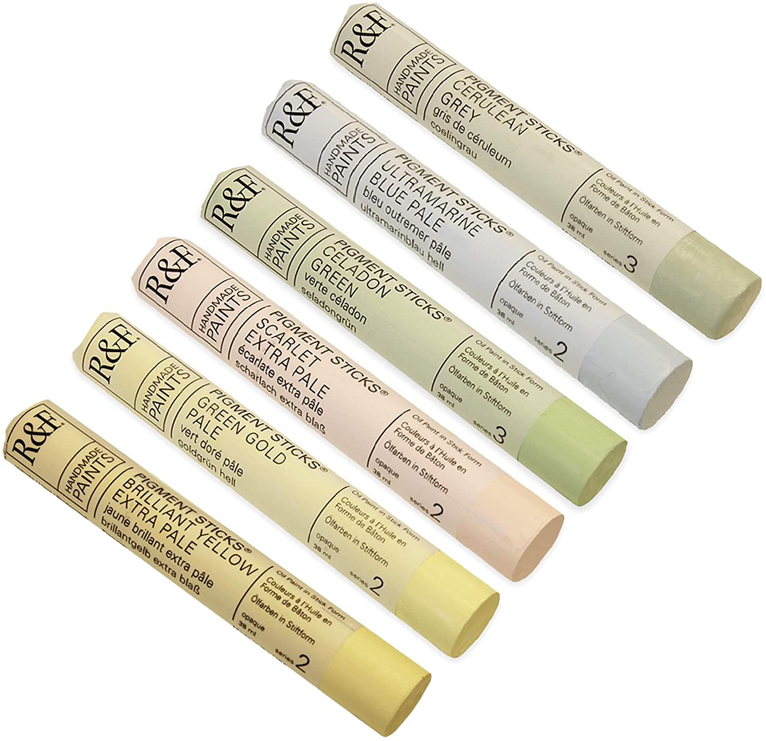 R&F Handmade Paints Pigment Stick Set, 6-Color Chromatic Tones Set