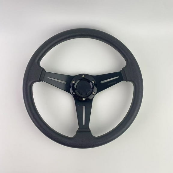 AnuLeyo Steering wheels for vehicles,13.8” Auto Racing Steering Wheel Flat Drifting 6 Bolts Car Sport Steering Wheel Pu Leather and Aluminum Spokes with Horn Button